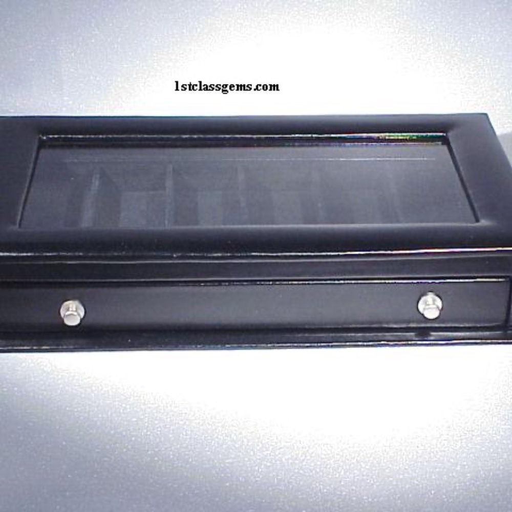 FINAL SALE PRICE Wolf Designs 6 Pc. Watch Display Case in Black Leather